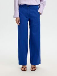 MID WAIST WIDE-LEG TROUSERS, Mazarine Blue, highres