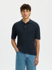 REGULAR FIT KNITTED POLO SHIRT, Sky Captain, highres