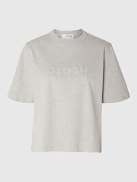 EMBROIDERED T-SHIRT, Light Grey Melange, highres