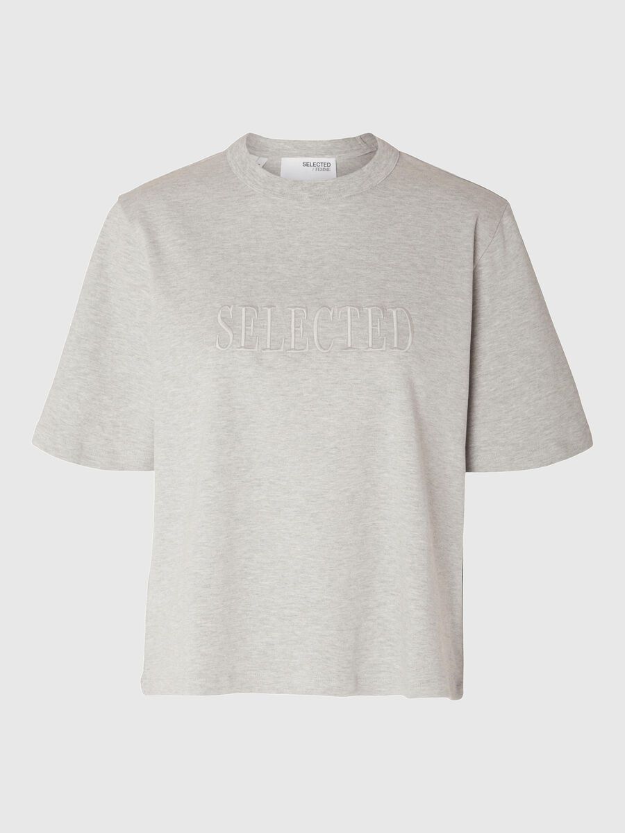 Selected GEBORDUURD T-SHIRT, Light Grey Melange, highres - 16093153_LightGreyMelange_001.jpg
