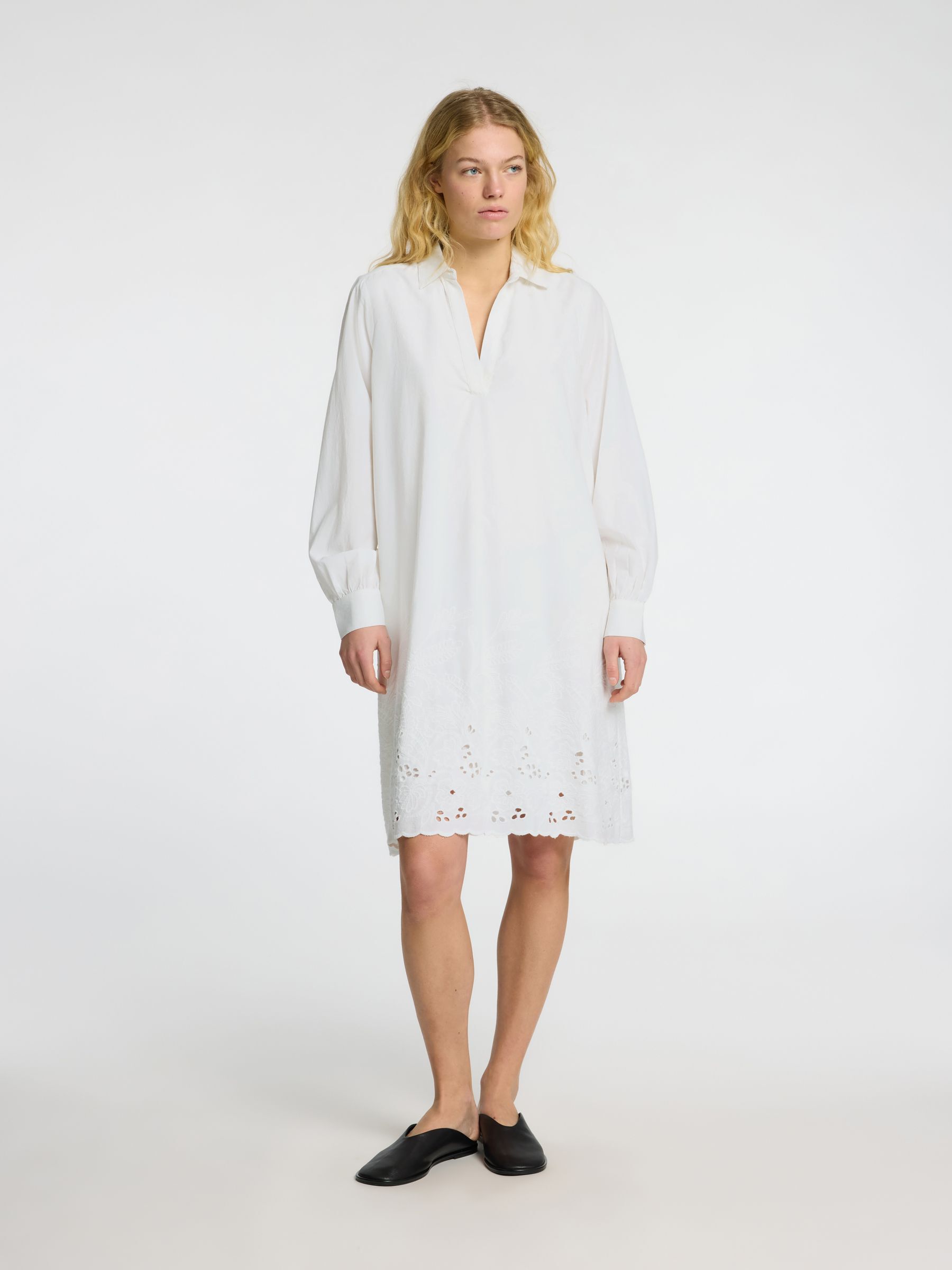BRODERIE ANGLAISE MINI DRESS, Bright White, highres