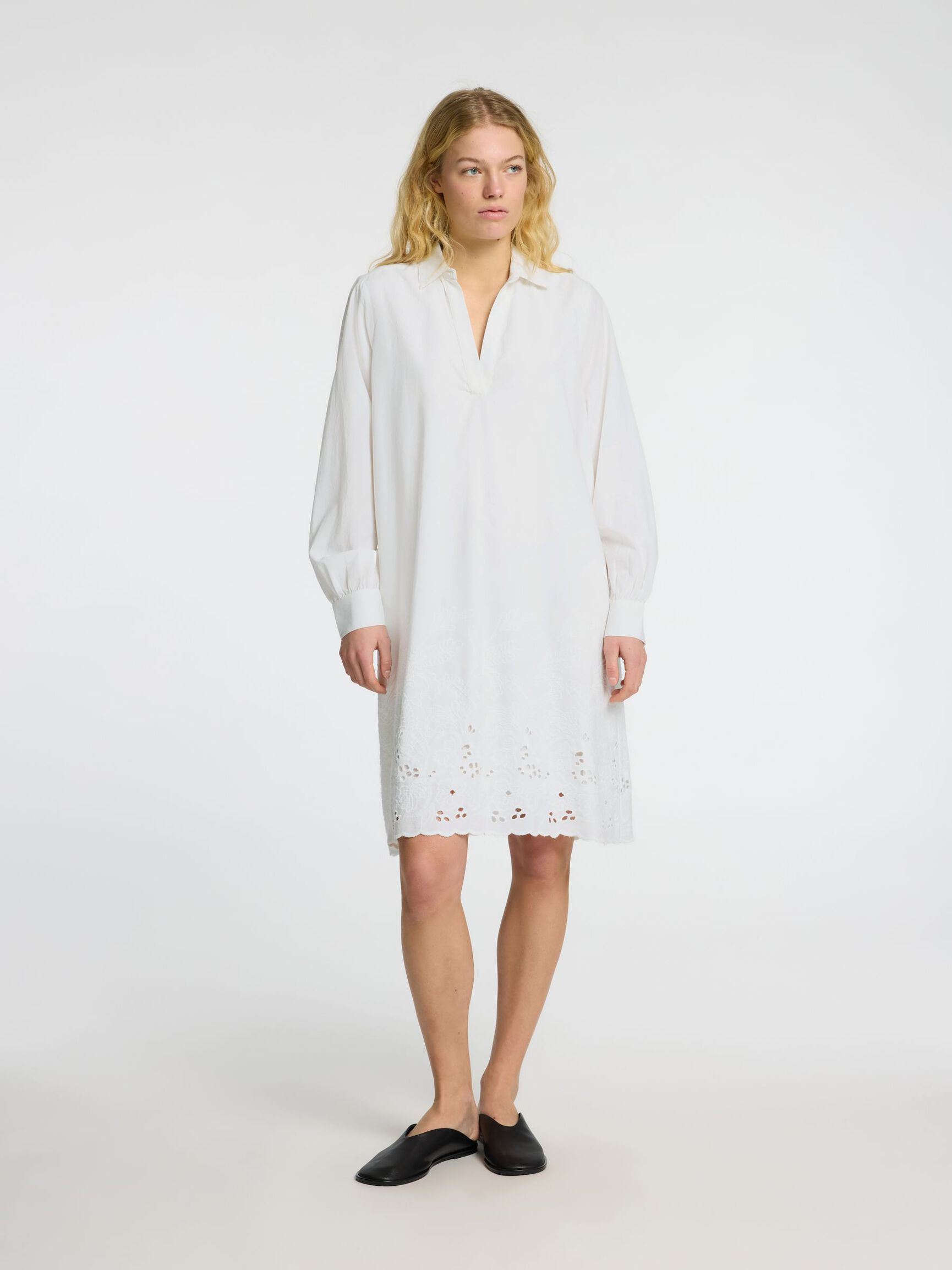BRODERIE ANGLAISE MINI DRESS, Bright White, highres