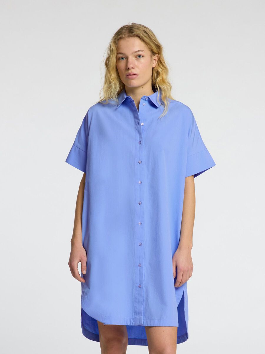 Selected COTTON SHIRT DRESS, Cornflower Blue, highres - 16092160_CornflowerBlue_003.jpg