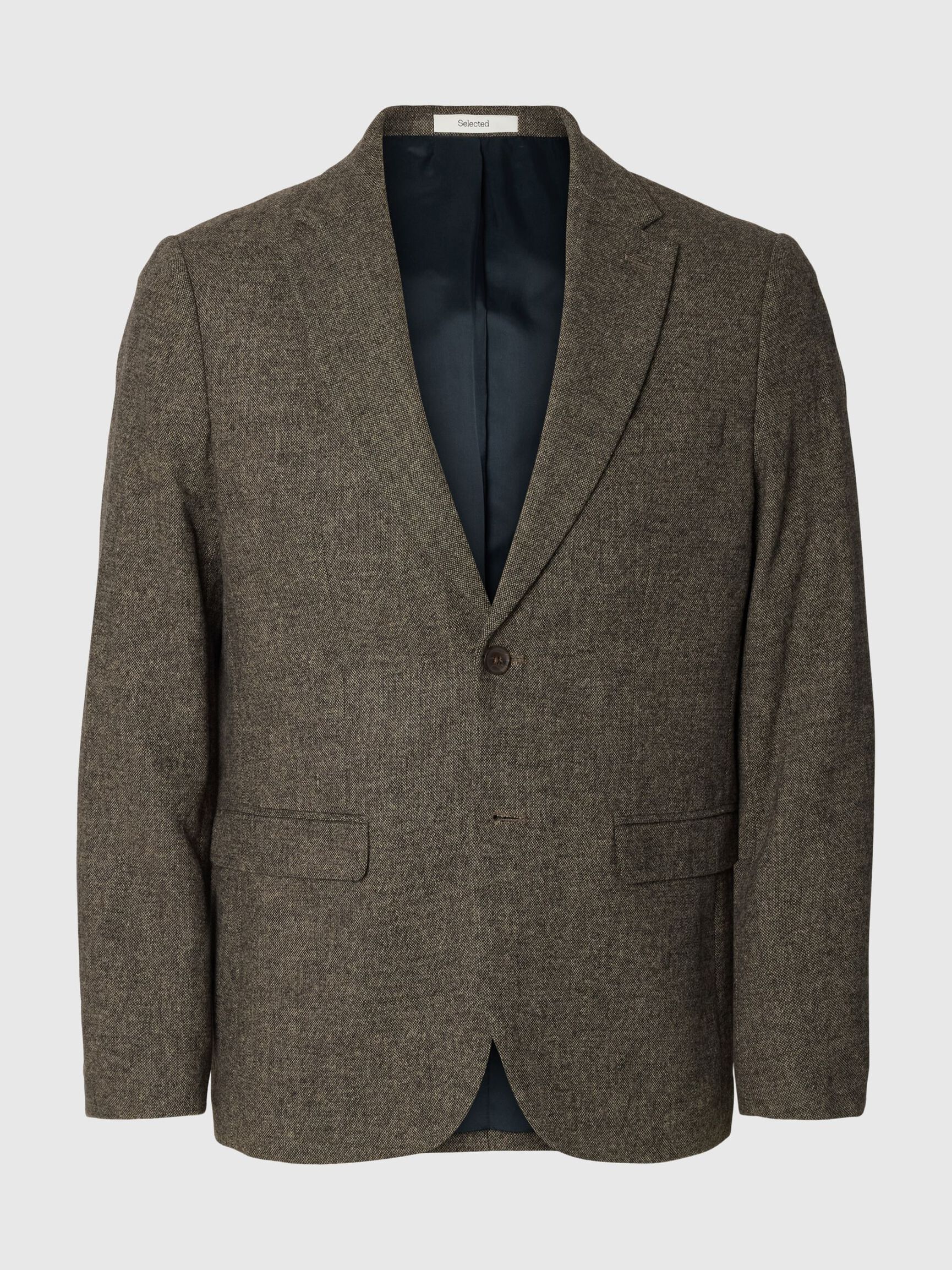 CHECKED WOOL BLEND  BLAZER, Brownie, highres