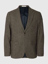 CHECKED WOOL BLEND  BLAZER, Brownie, highres