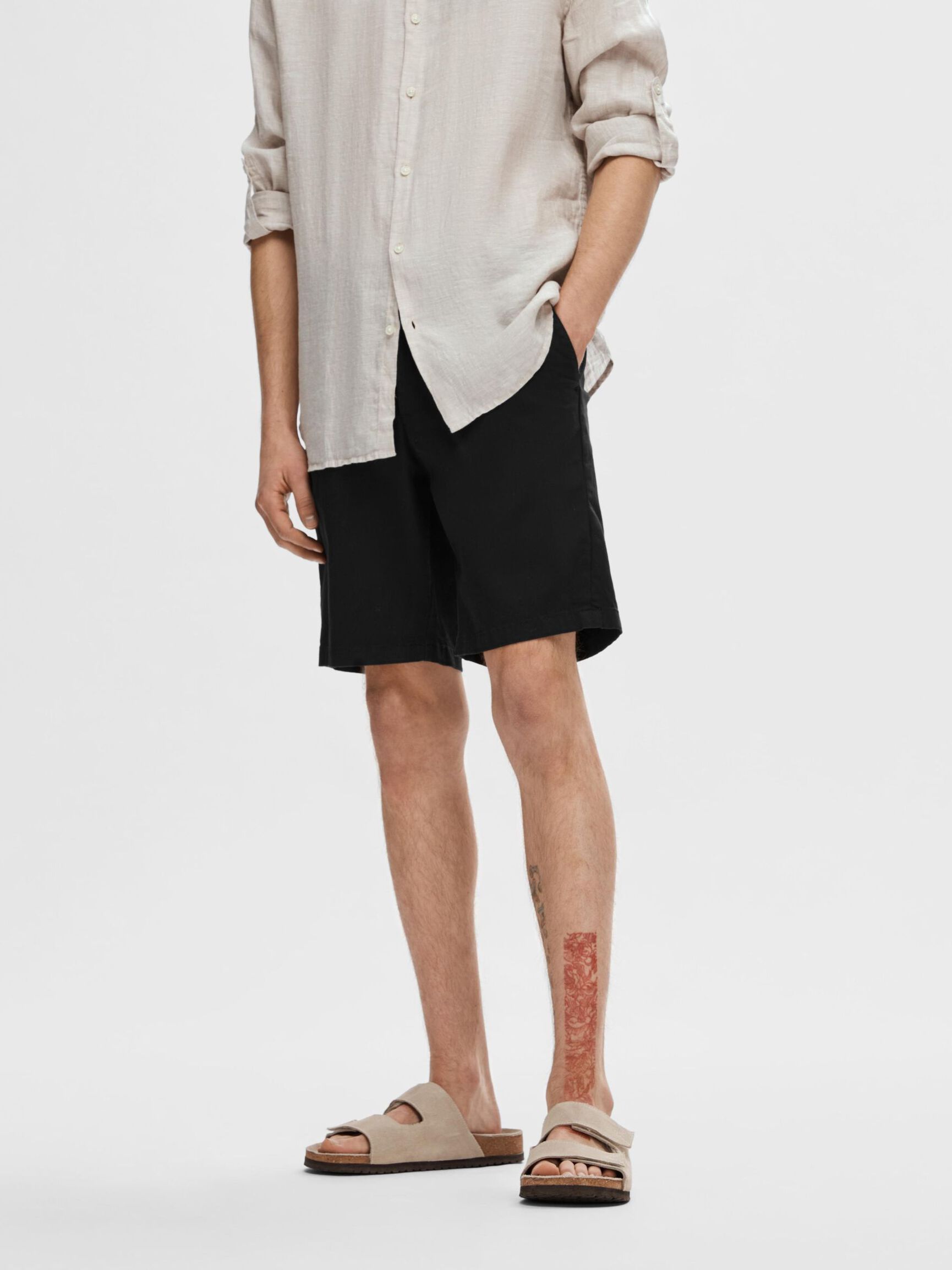 SLIM-FIT CHINO SHORTS, Black, highres
