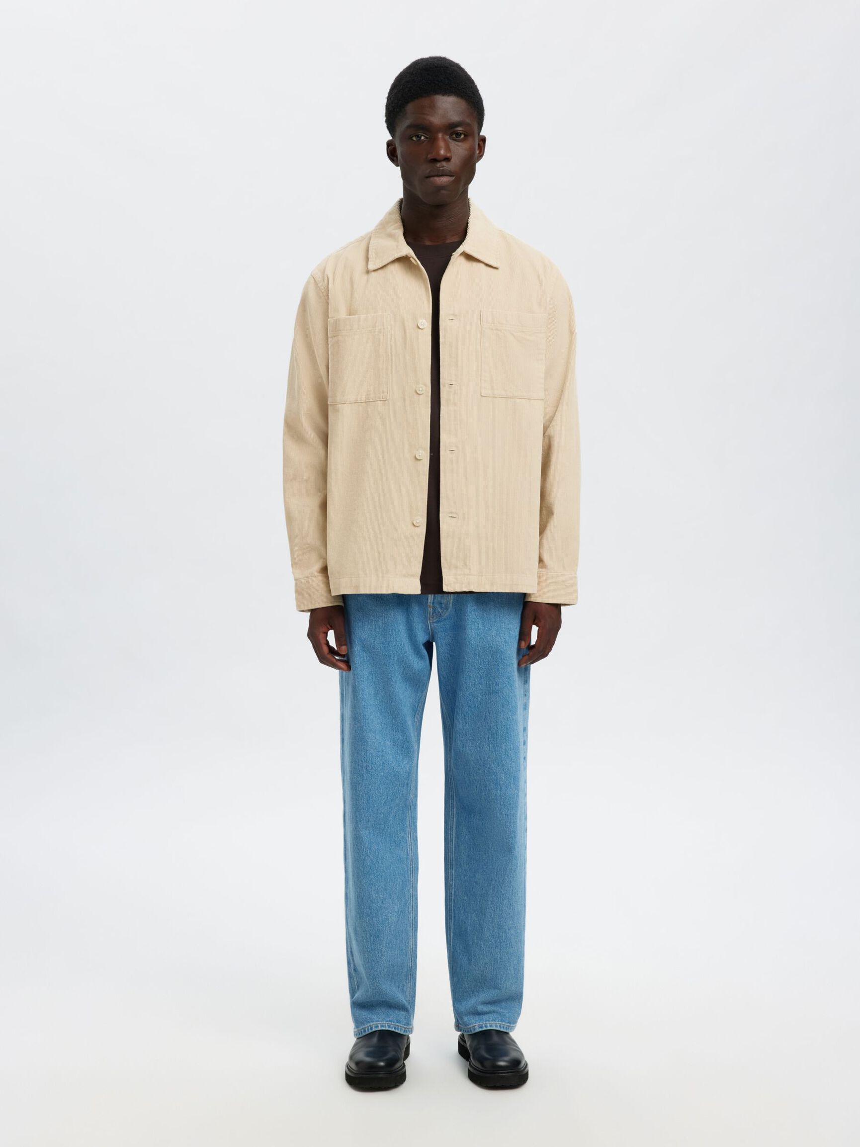 CORDUROY OVERSHIRT, Oatmeal, highres