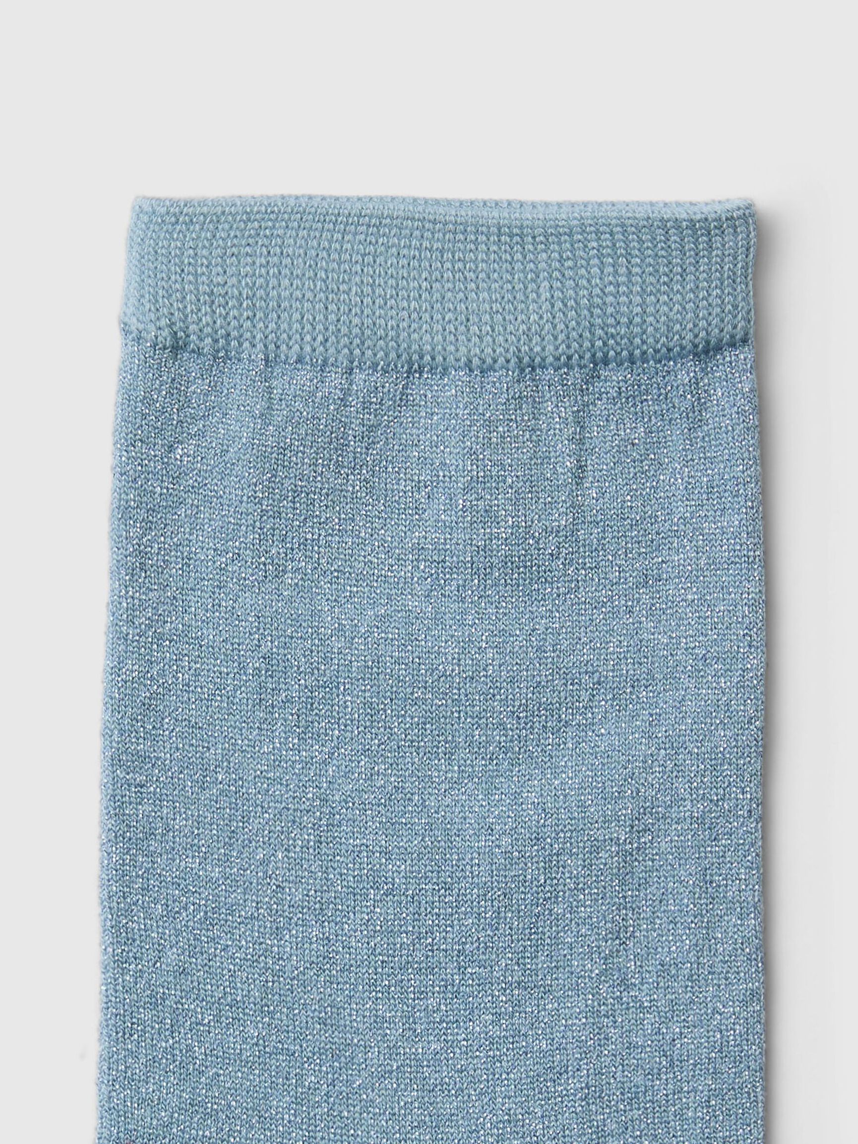 KNITTED GLITTER SOCKS, Dusty Blue, highres