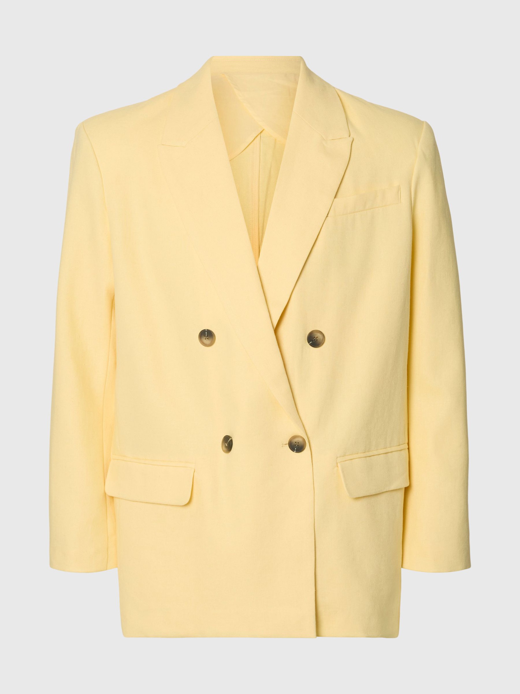 LINEN BLEND OVERSIZED BLAZER, Italian Straw, highres