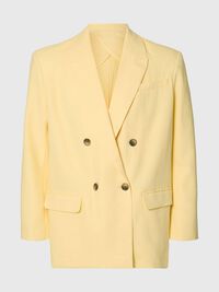 LINEN BLEND OVERSIZED BLAZER, Italian Straw, highres