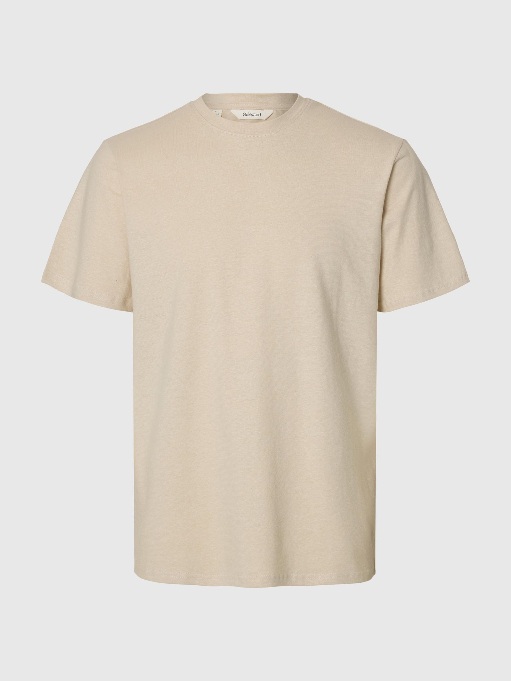 LINEN BLEND T-SHIRT, Oatmeal, highres