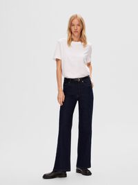 HØJTALJEDE WIDE FIT JEANS, Dark Blue Denim, highres