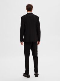COUPE SLIM EN VISCOSE MÉLANGÉE BLAZER À DOUBLE BOUTONNAGE, Black, highres