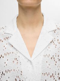 BRODERIE ANGLAISE SHORT SLEEVED SHIRT, Snow White, highres