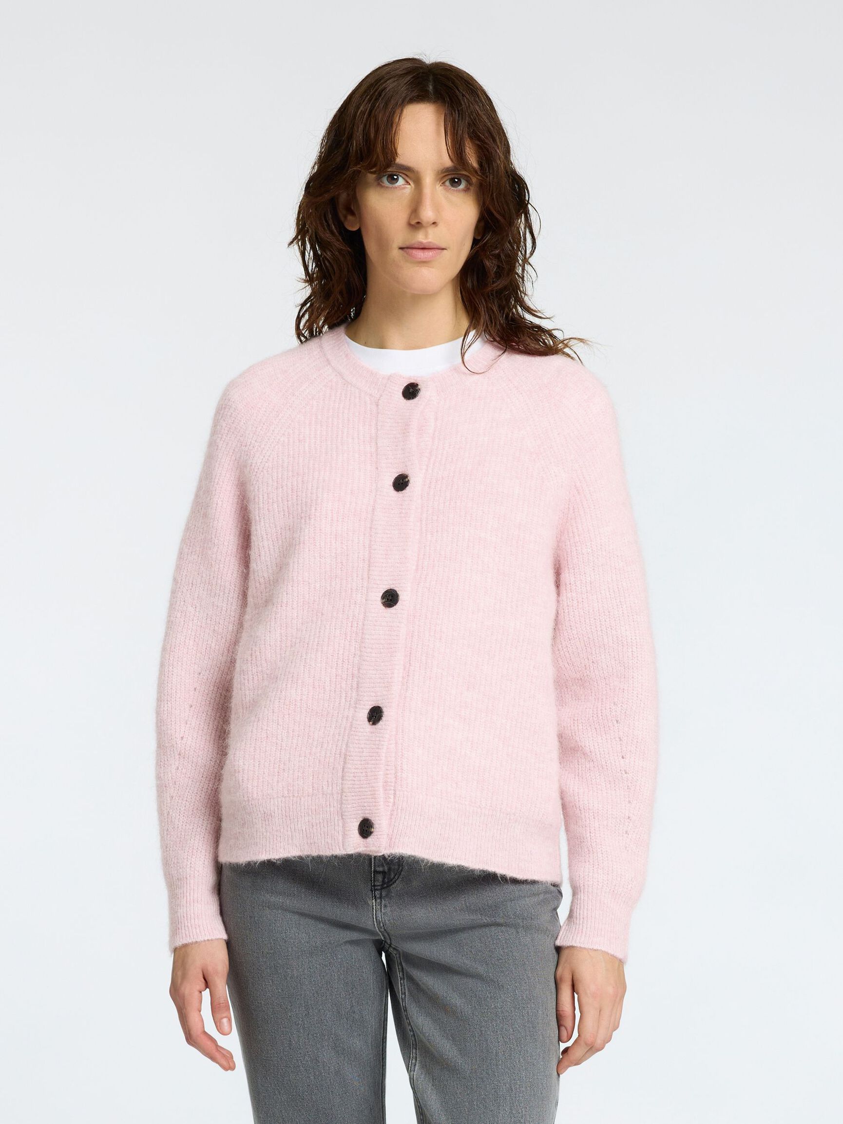 WOOL BLEND CARDIGAN, Bleached Mauve, highres
