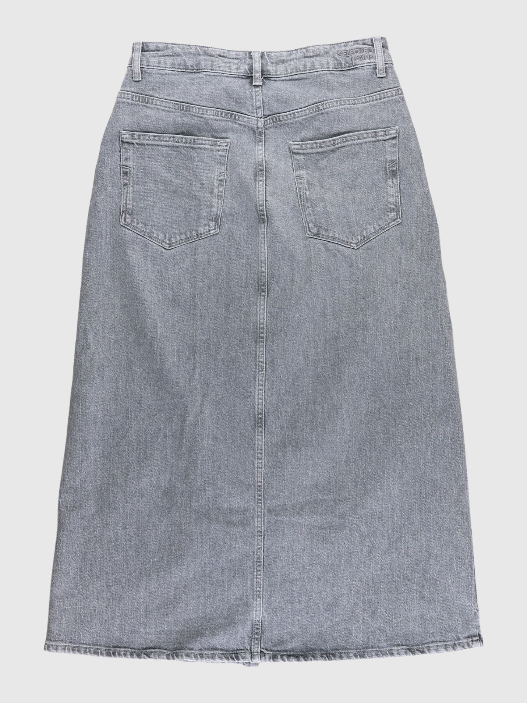 DENIM MIDI SKIRT, Light Grey Denim, highres