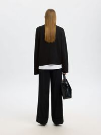 WOOL BLEND KNITTED CARDIGAN, Black, highres