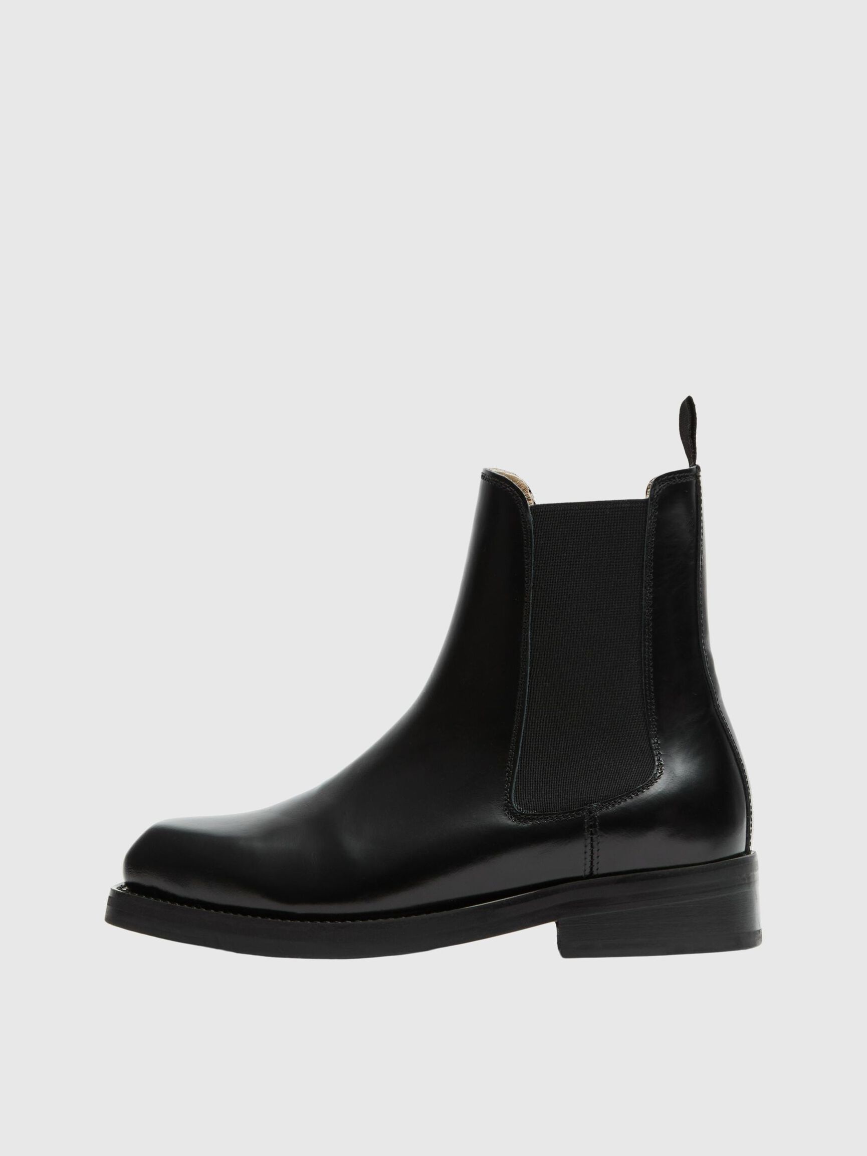 LEATHER CHELSEA BOOTS, Black, highres