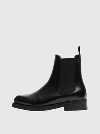 LEATHER CHELSEA BOOTS, Black, highres