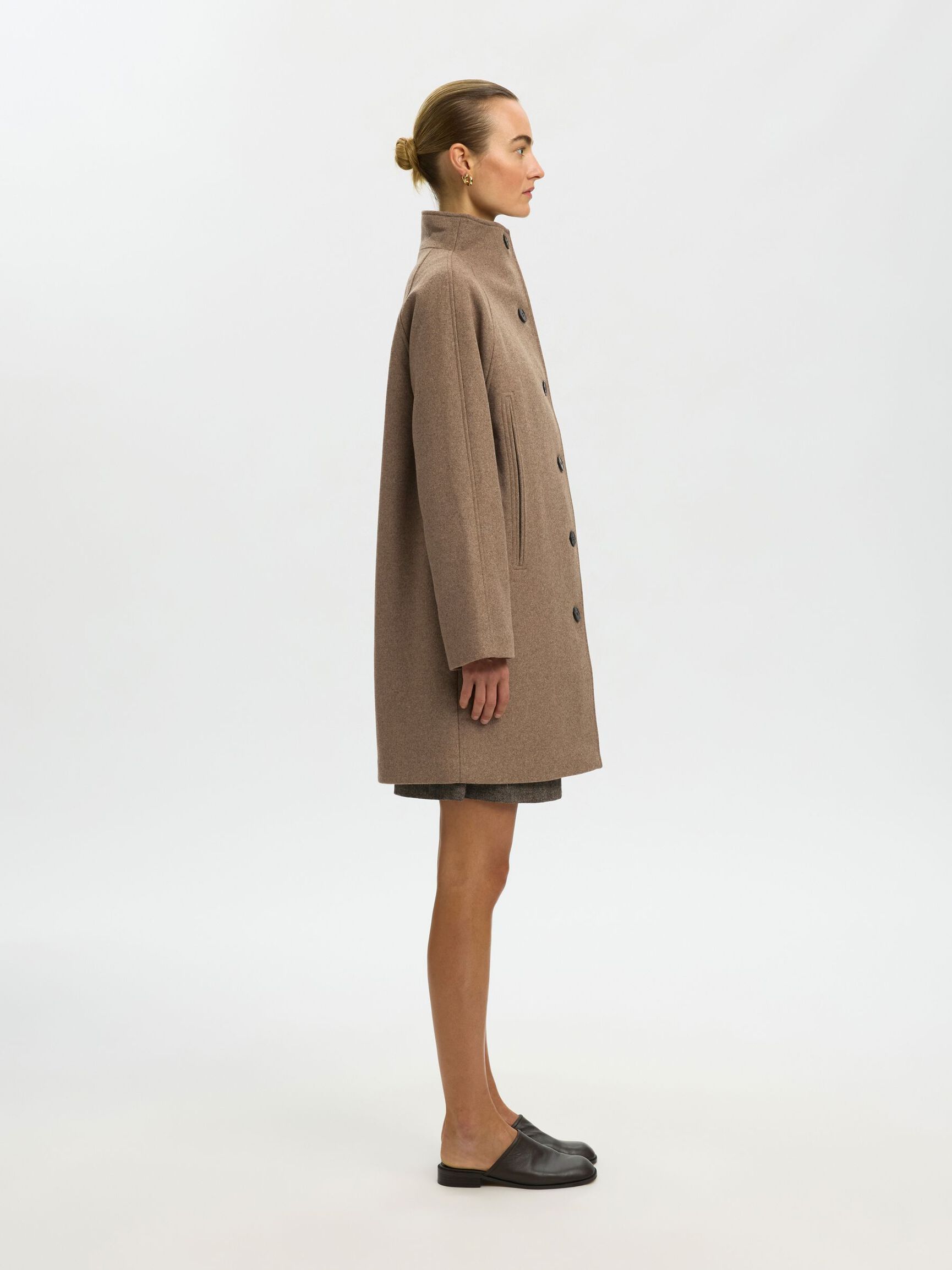 WOOL BLEND COAT, Fallen Rock, highres