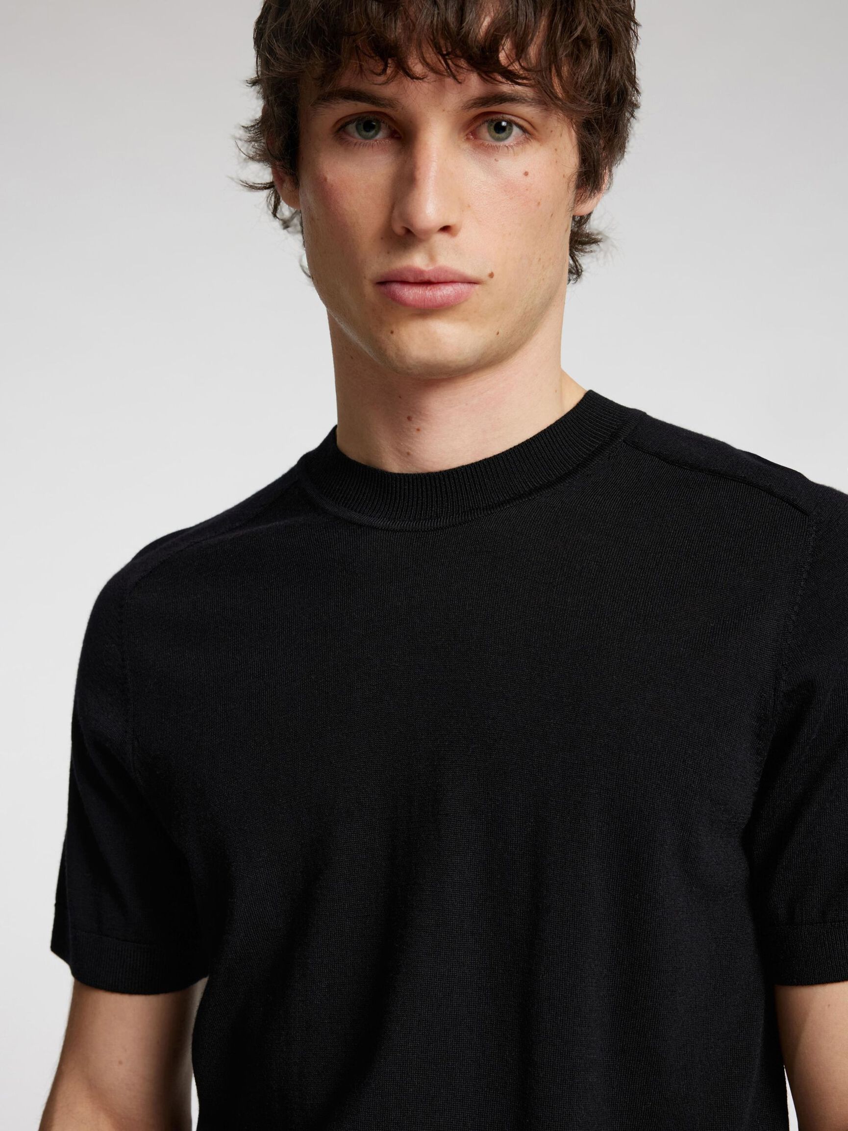 100 % LAINE MÉRINOS T-SHIRT, Black, highres