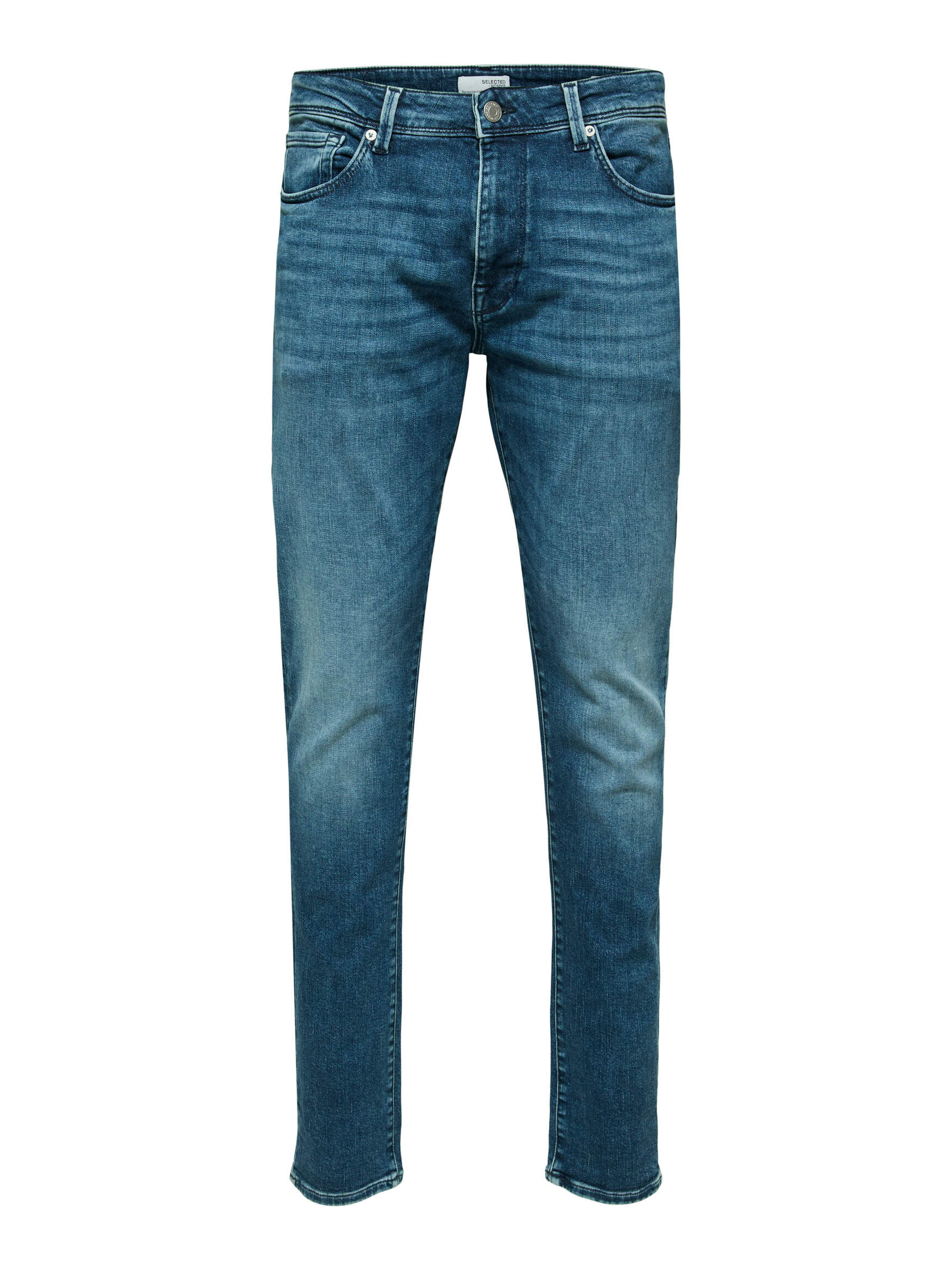MEDIUM WASH SLIM FIT JEANS, Medium Blue Denim, highres