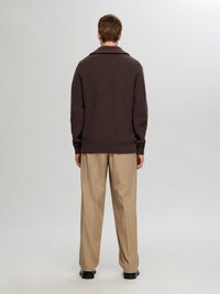 WOLLGEMISCH STRICK HALF-ZIP PULLOVER, Chocolate Torte, highres