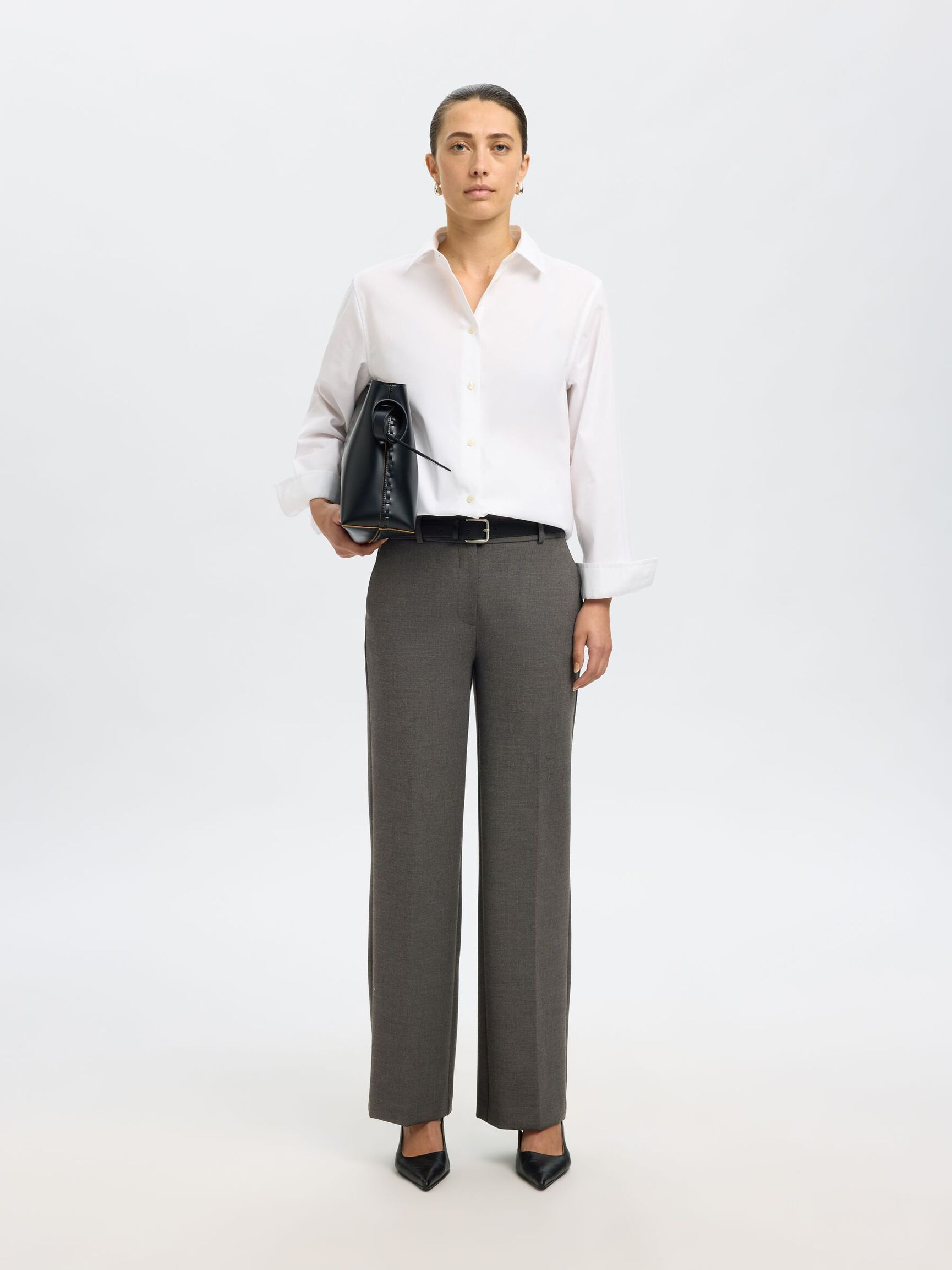 VISCOSEMIX WIDE LEG BROEK, Dark Grey Melange, highres