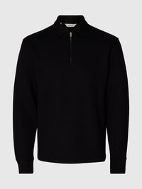 POLO STYLE SWEATSHIRT, Black, highres