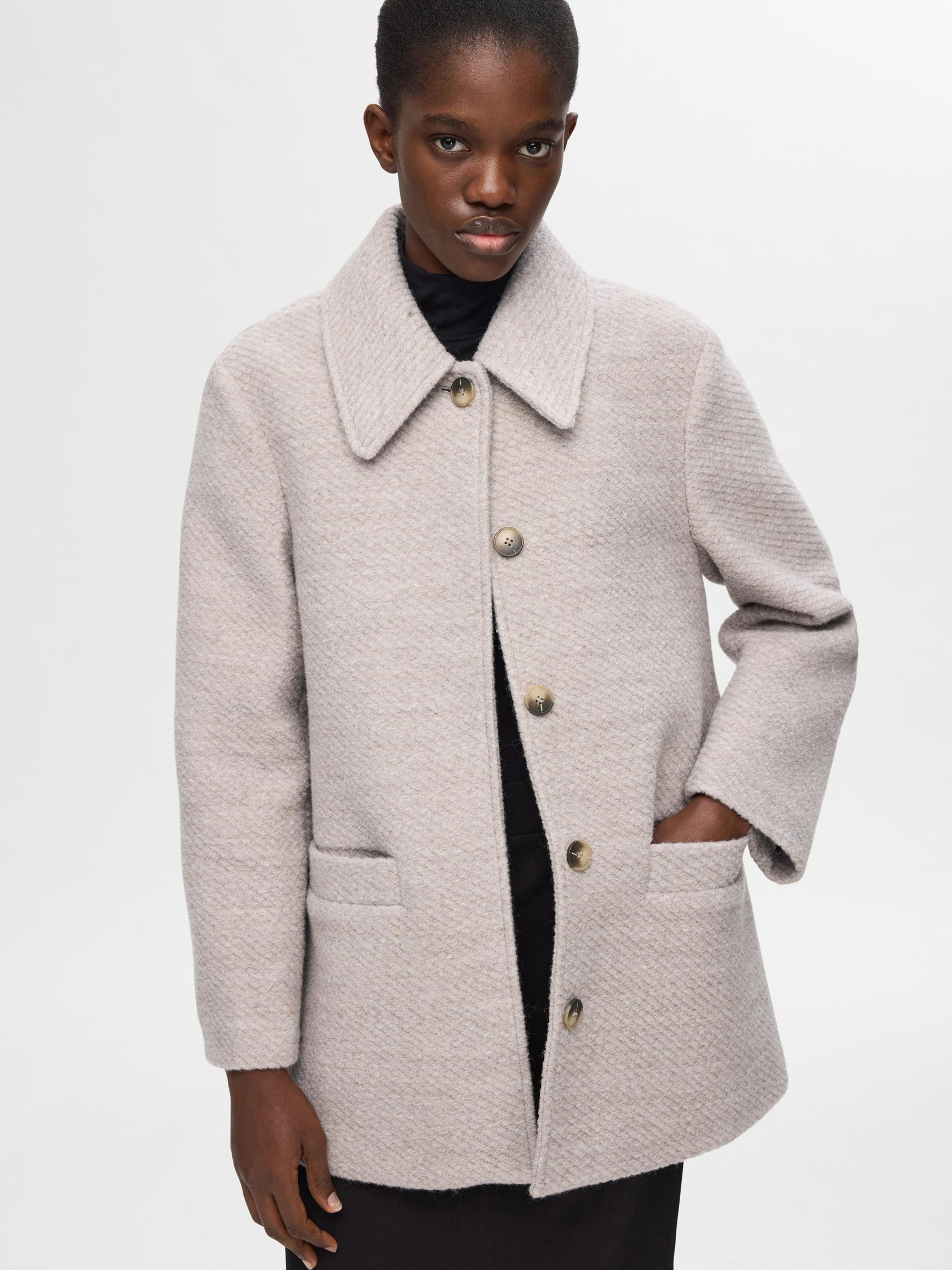 CLASSIC WOOL BLEND COAT, Dove, highres