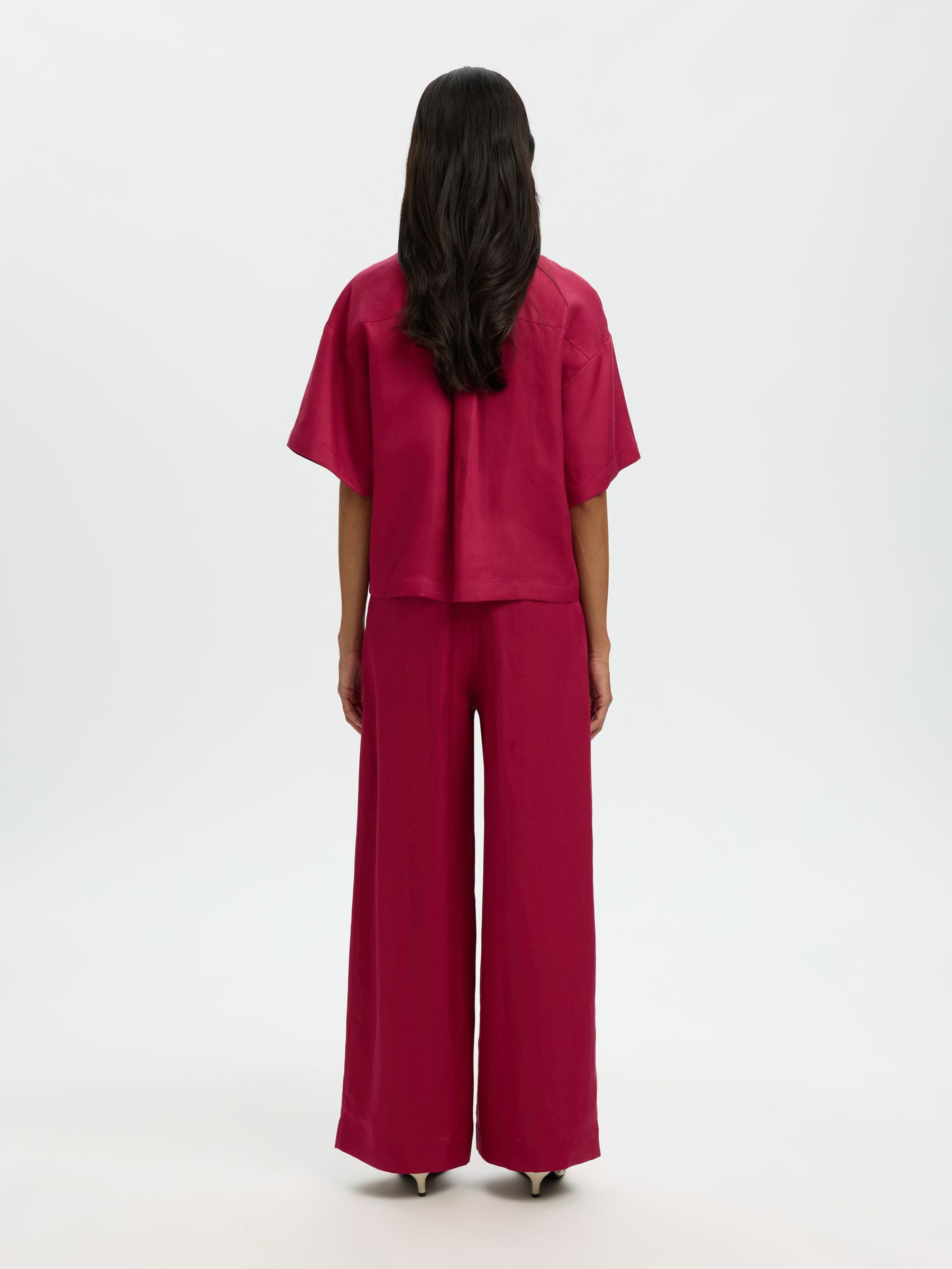 PRENDA DE MANGAS CORTAS CAMISA EN MEZCLA DE LINO, Anemone, highres