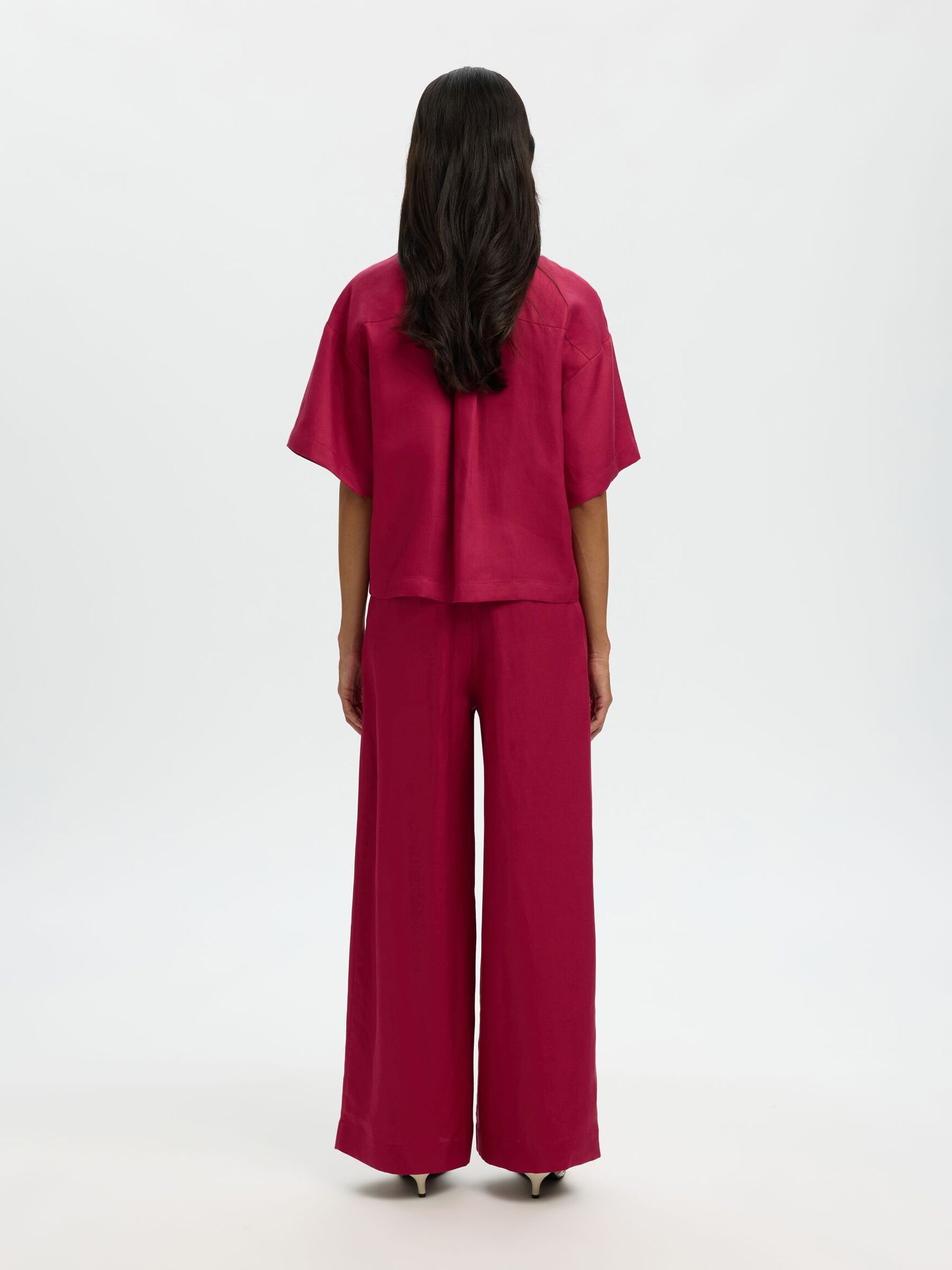 PRENDA DE MANGAS CORTAS CAMISA EN MEZCLA DE LINO, Anemone, highres