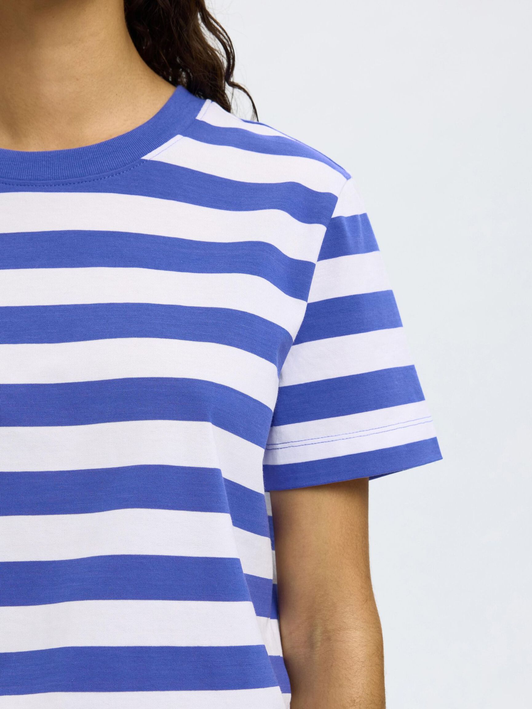 STRIPED BOXY FIT T-SHIRT, Dazzling Blue, highres