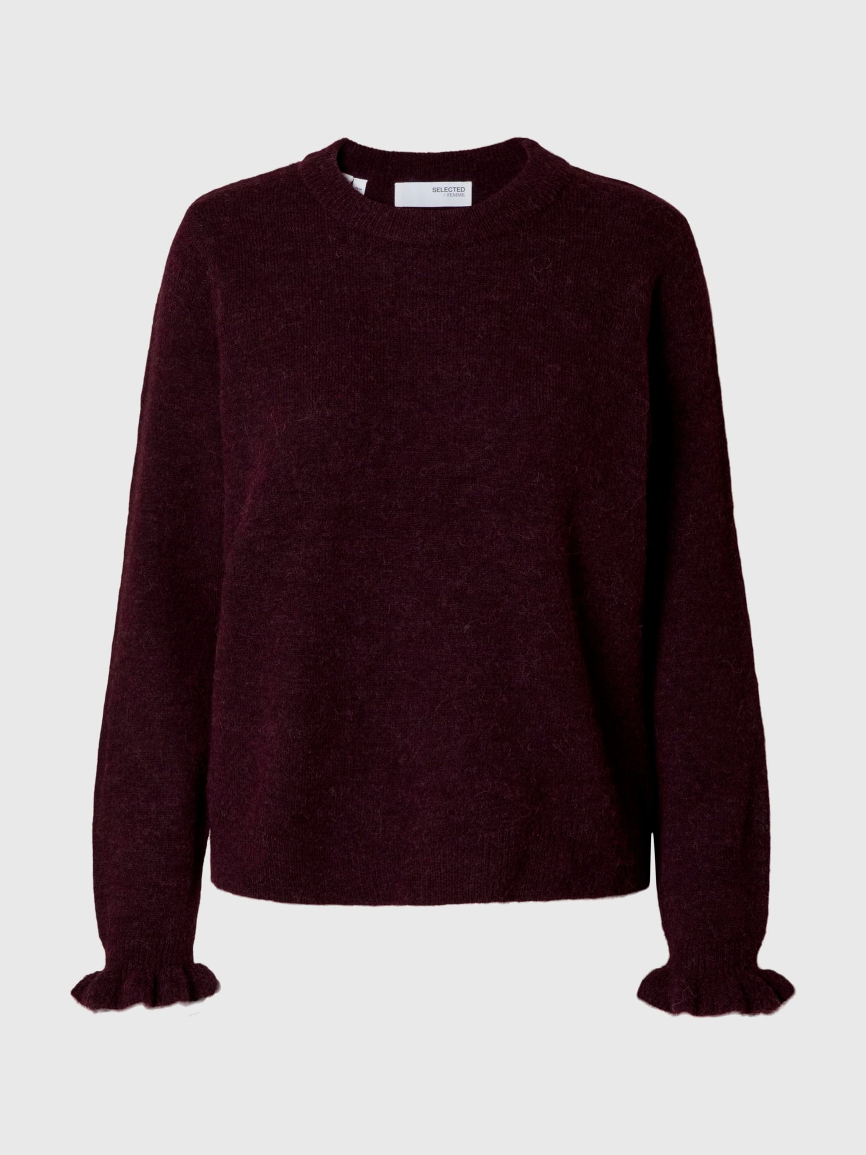 WOOL BLEND RUFFLED SLEEVE PULLOVER, Fig, highres