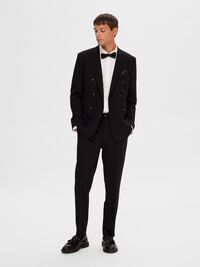 COUPE SLIM EN VISCOSE MÉLANGÉE BLAZER À DOUBLE BOUTONNAGE, Black, highres