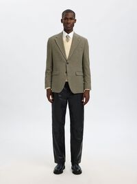 CHECKED SINGLE-BREASTED BLAZER, Oatmeal, highres