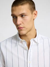 COTTON BLEND SHORT SLEEVED SHIRT, White, highres