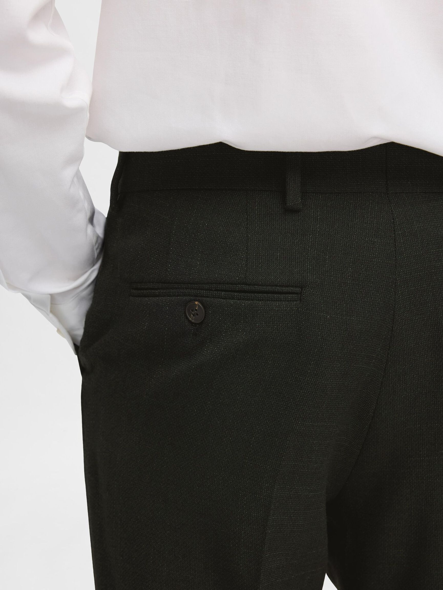 SLIM FIT WOOL BLEND SUIT TROUSERS, Dark Green, highres