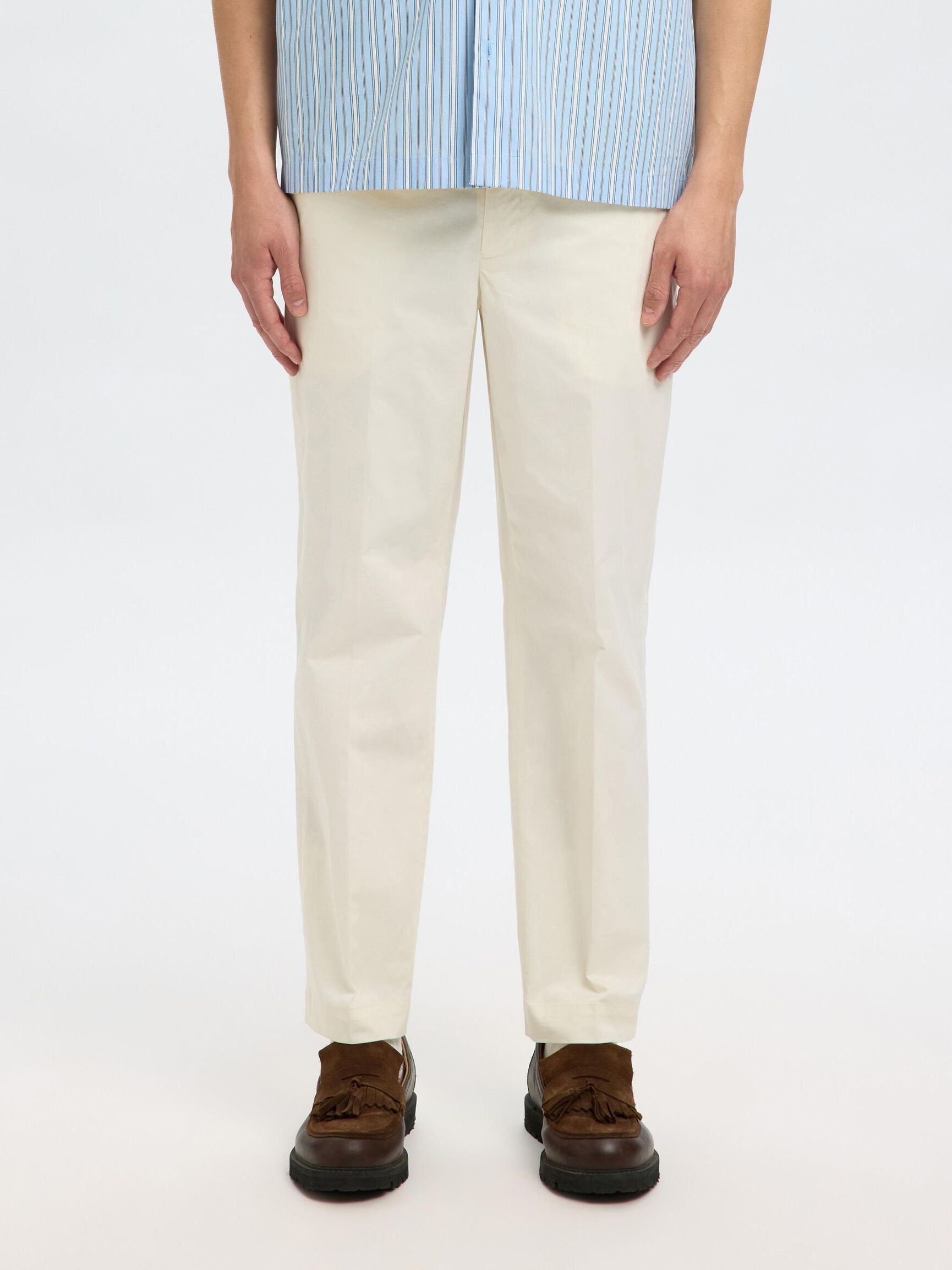 100% KATOEN PANTALON, Egret, highres