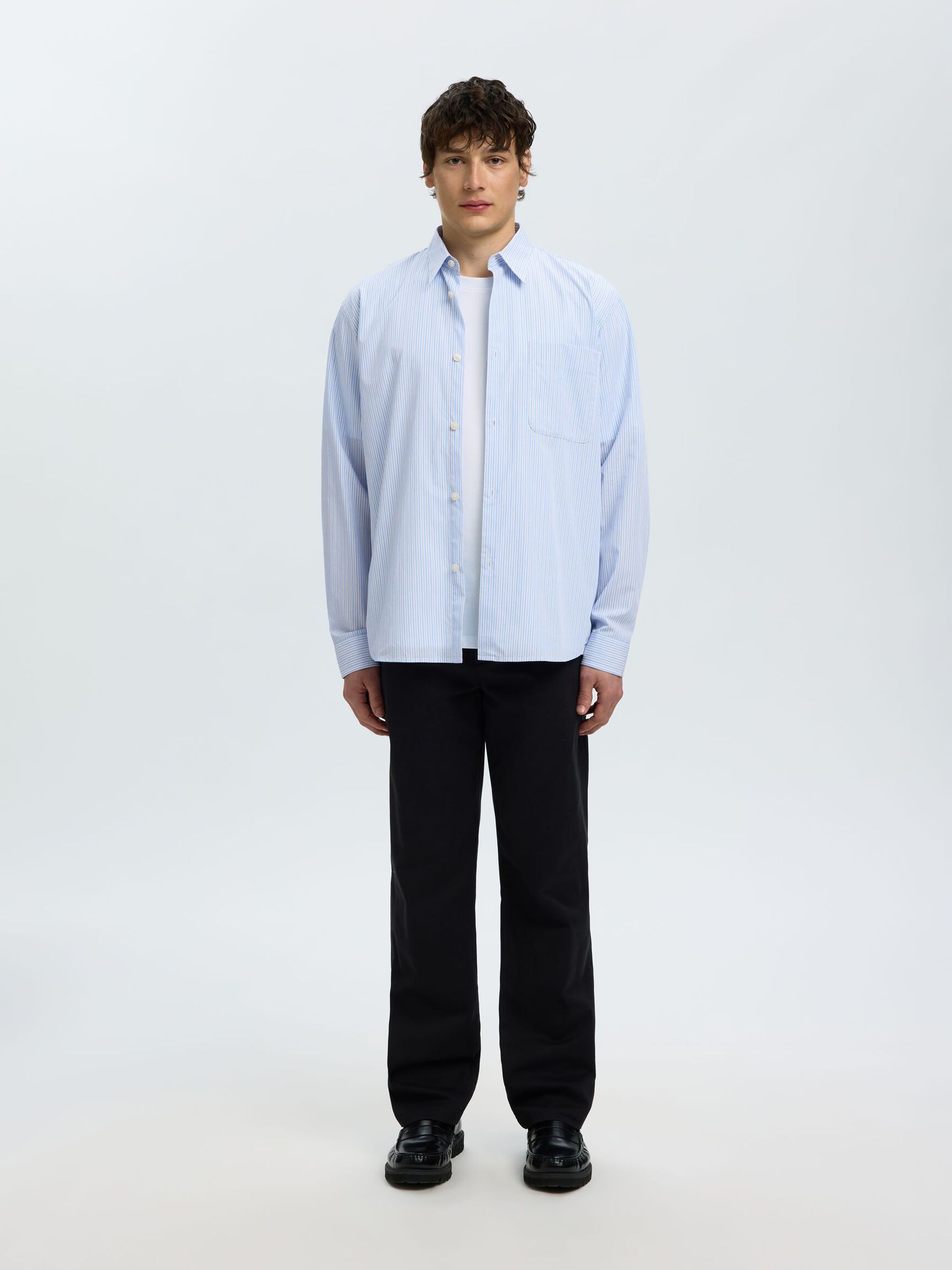 BAUMWOLL LANGARMHEMD, Cashmere Blue, highres
