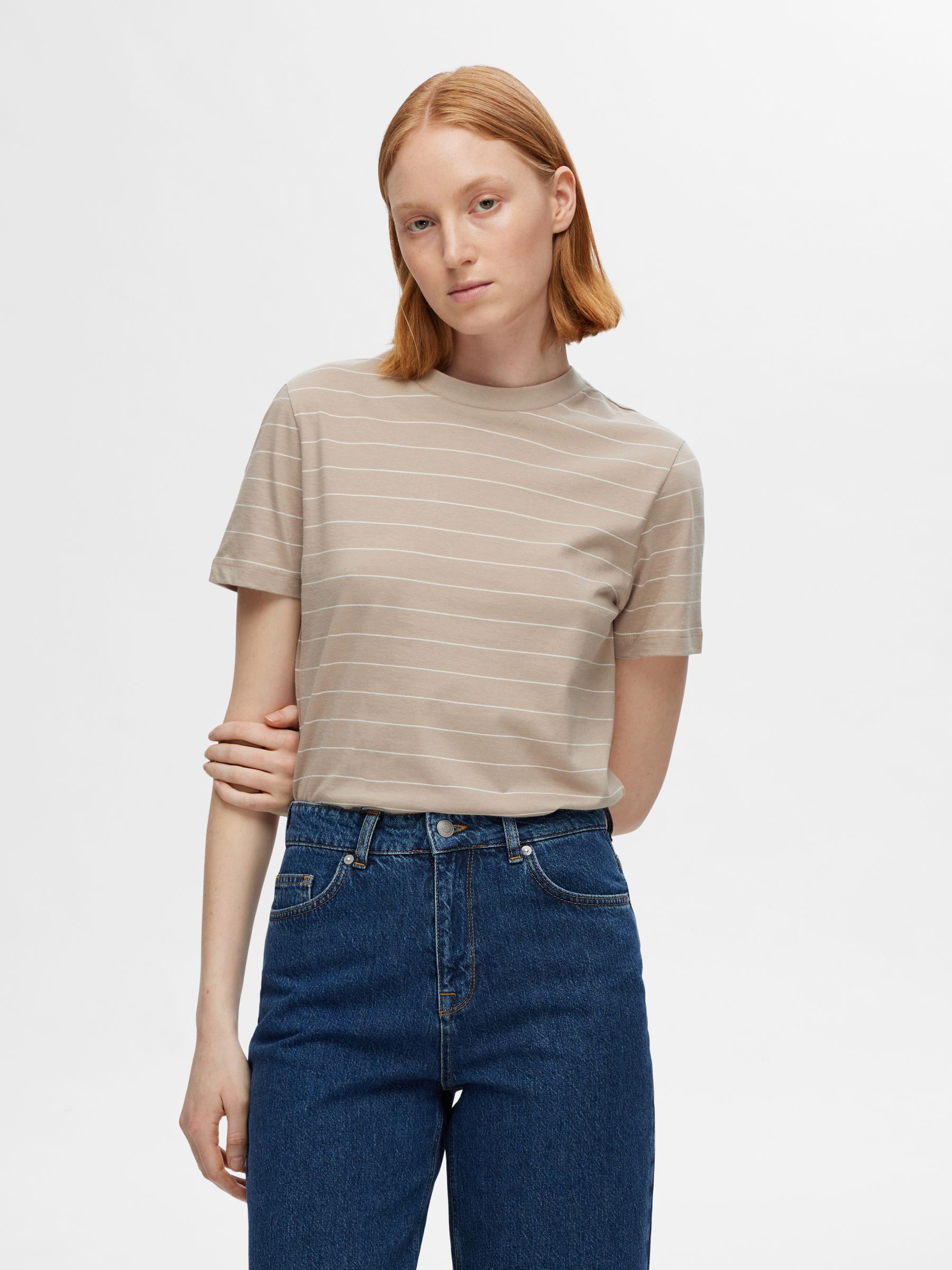 STRIPED COTTON T-SHIRT, Pure Cashmere, highres