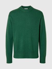 CASHMERE BLEND KNITTED PULLOVER, Dark Green, highres