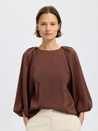 SATIN BLOUSE MANCHES 3/4, Chestnut, highres