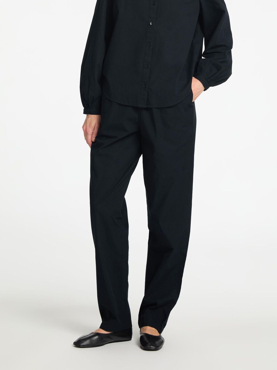 Selected COTTON HIGH WAISTED TROUSERS, Black, highres - 16094339_Black_003.jpg