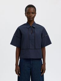COTTON SHORT SLEEVED SHIRT, Dark Sapphire, highres