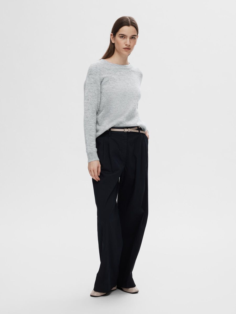 Selected MANCHES LONGUES PULL EN MAILLE, Light Grey Melange, highres - 16074482_LightGreyMelange_005.jpg