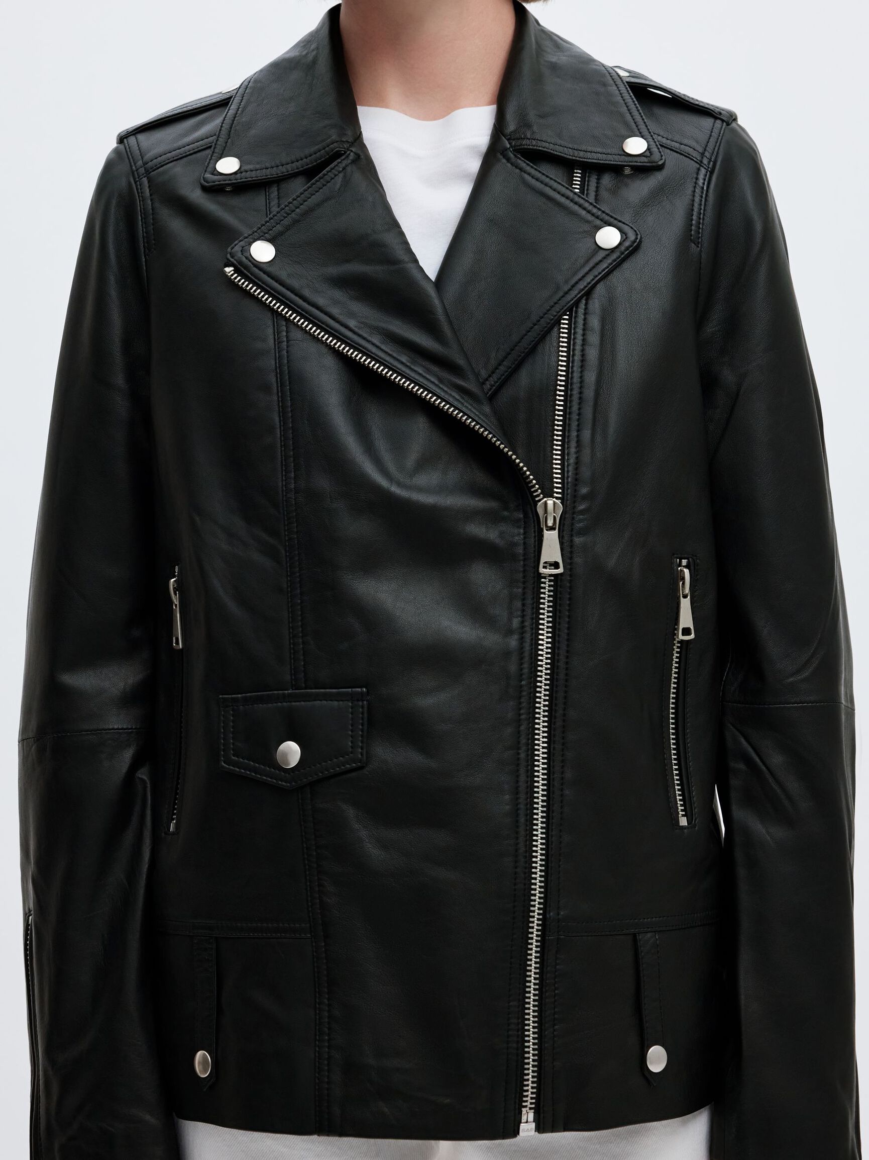 OVERSIZE VESTE EN CUIR, Black, highres