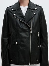 OVERSIZE VESTE EN CUIR, Black, highres