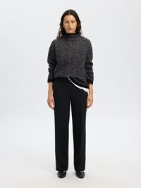 HERRINGBONE WOOL BLEND JUMPER, Black, highres