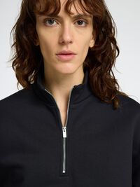 HIGH NECK SWEATSHIRT MIT REISSVERSCHLUSS, Black, highres
